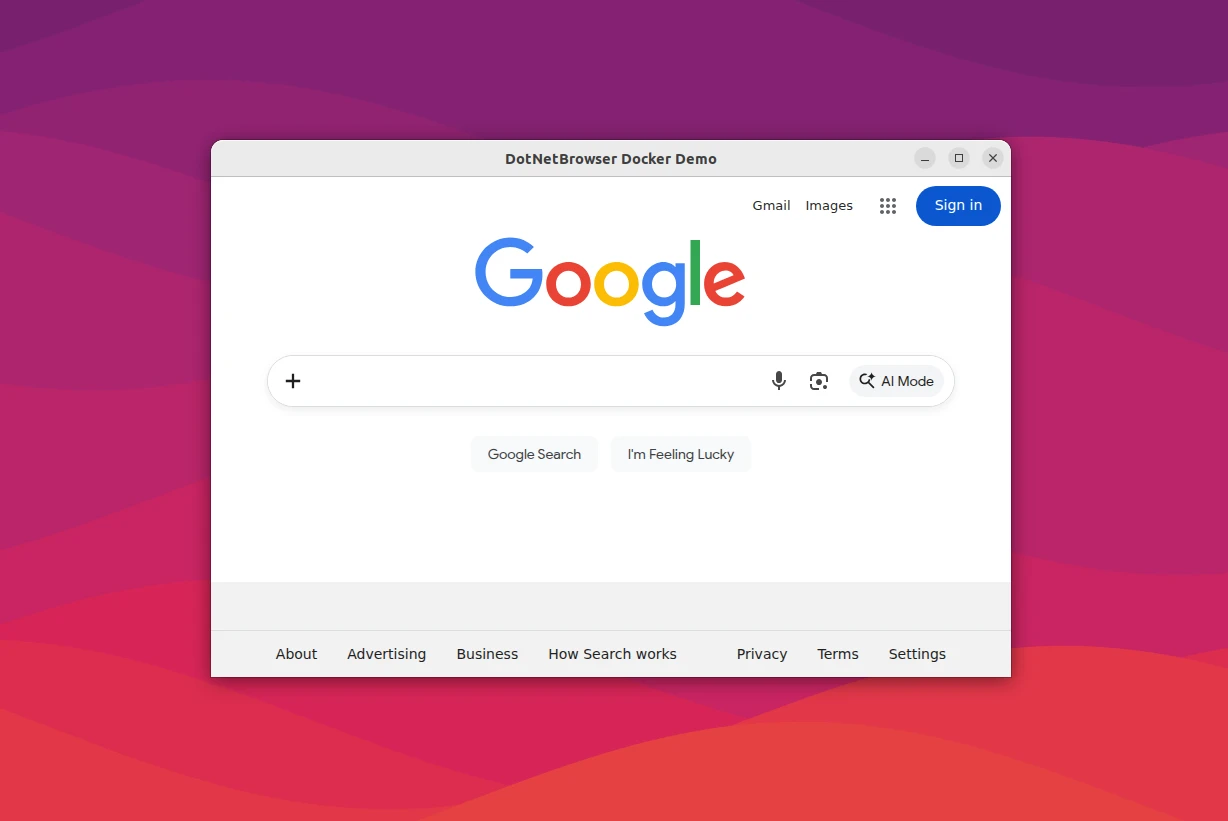 在 Docker 容器中运行的带有 DotNetBrowser 的 Avalonia 应用