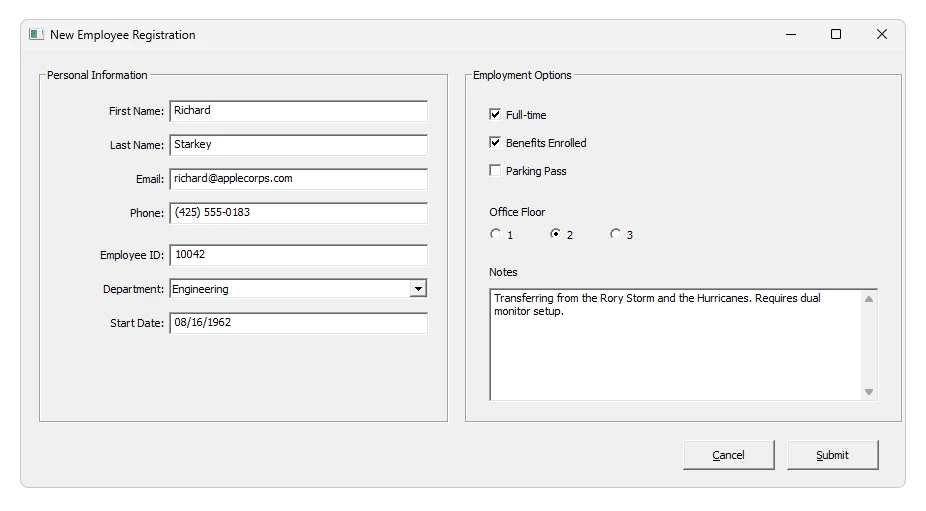 典型的 Win32 窗体截图