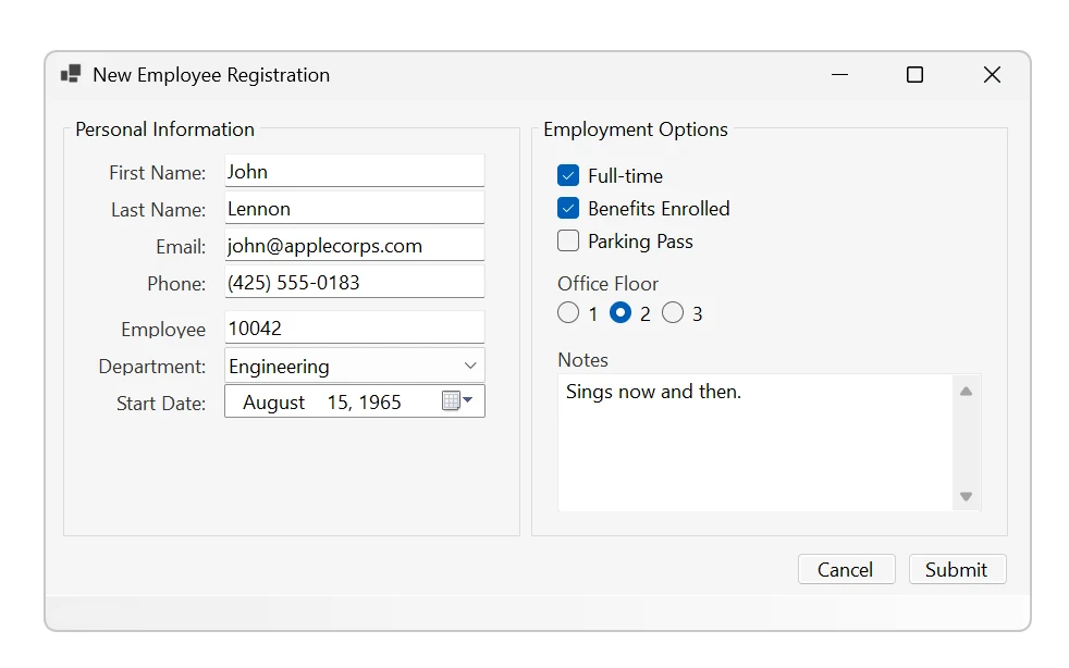 典型 WinForms 窗体截图