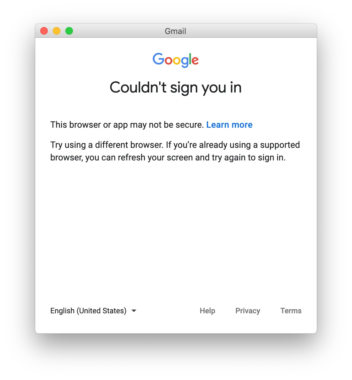 Sign in Error
