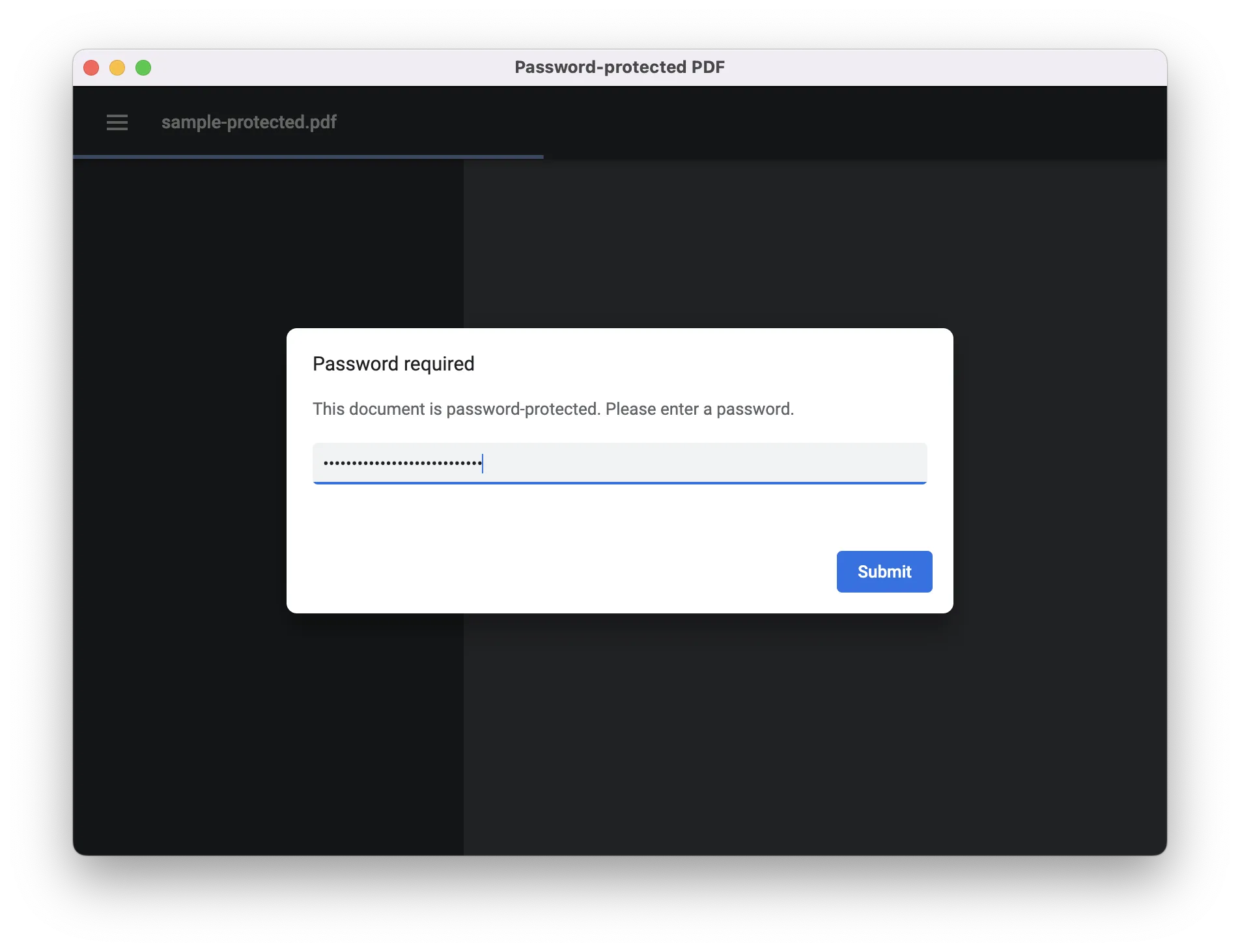 Chromium PDF Viewer Password dialog