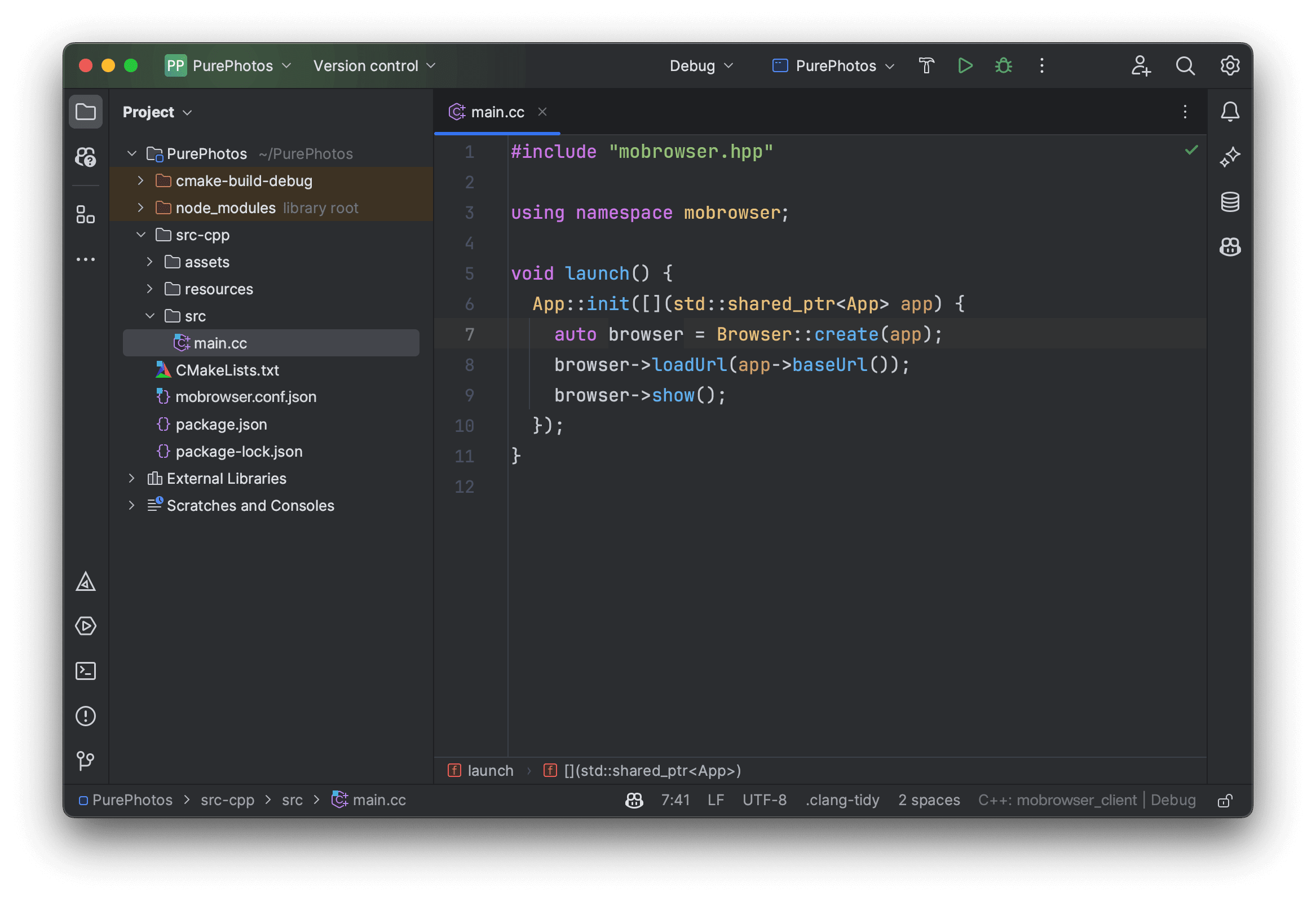 CLion 中的 MōBrowser 项目