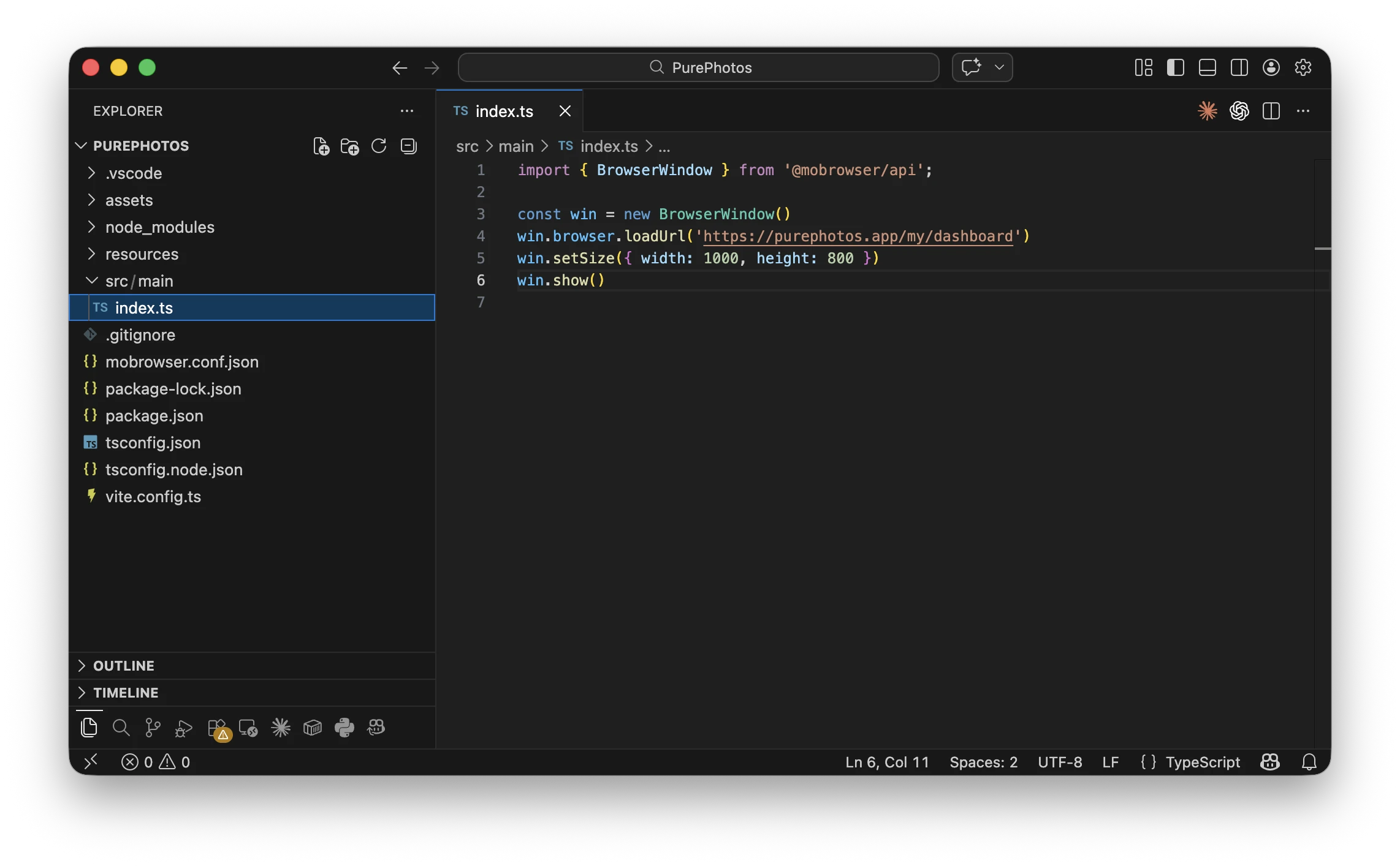 Visual Studio Code 中的 MōBrowser 项目
