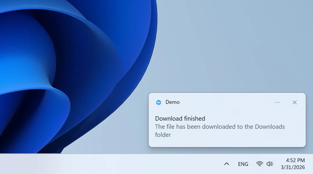 Desktop notification on Windows