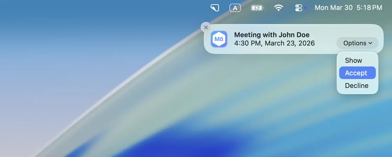 Desktop notification with buttons on macOS
