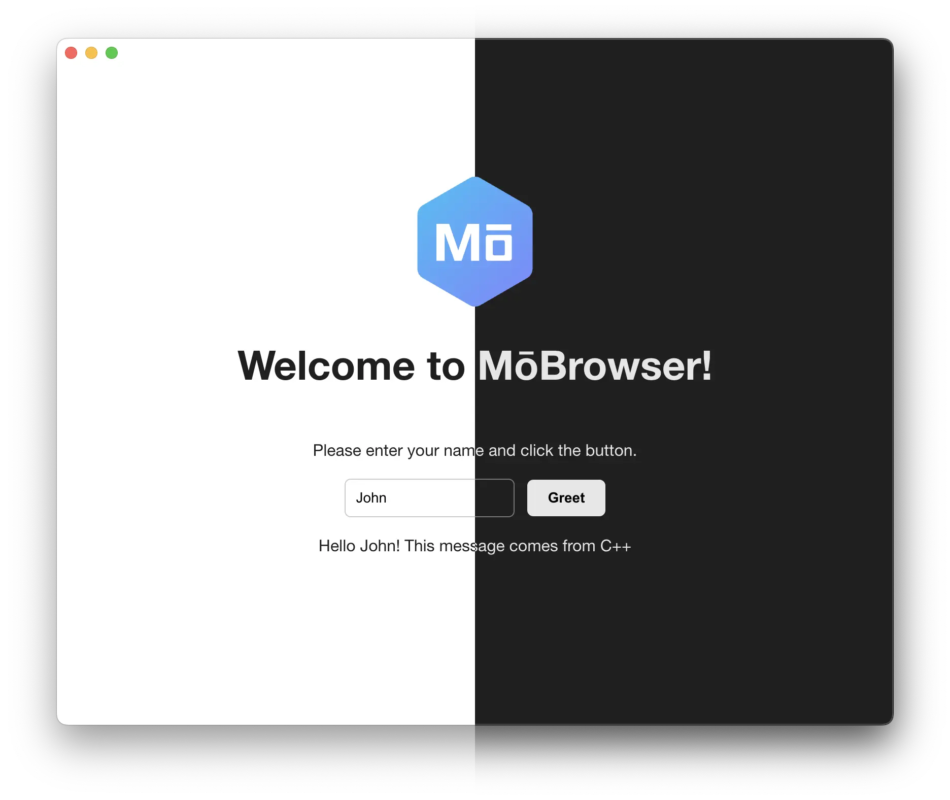 Dark/light mode in MōBrowser application on macOS