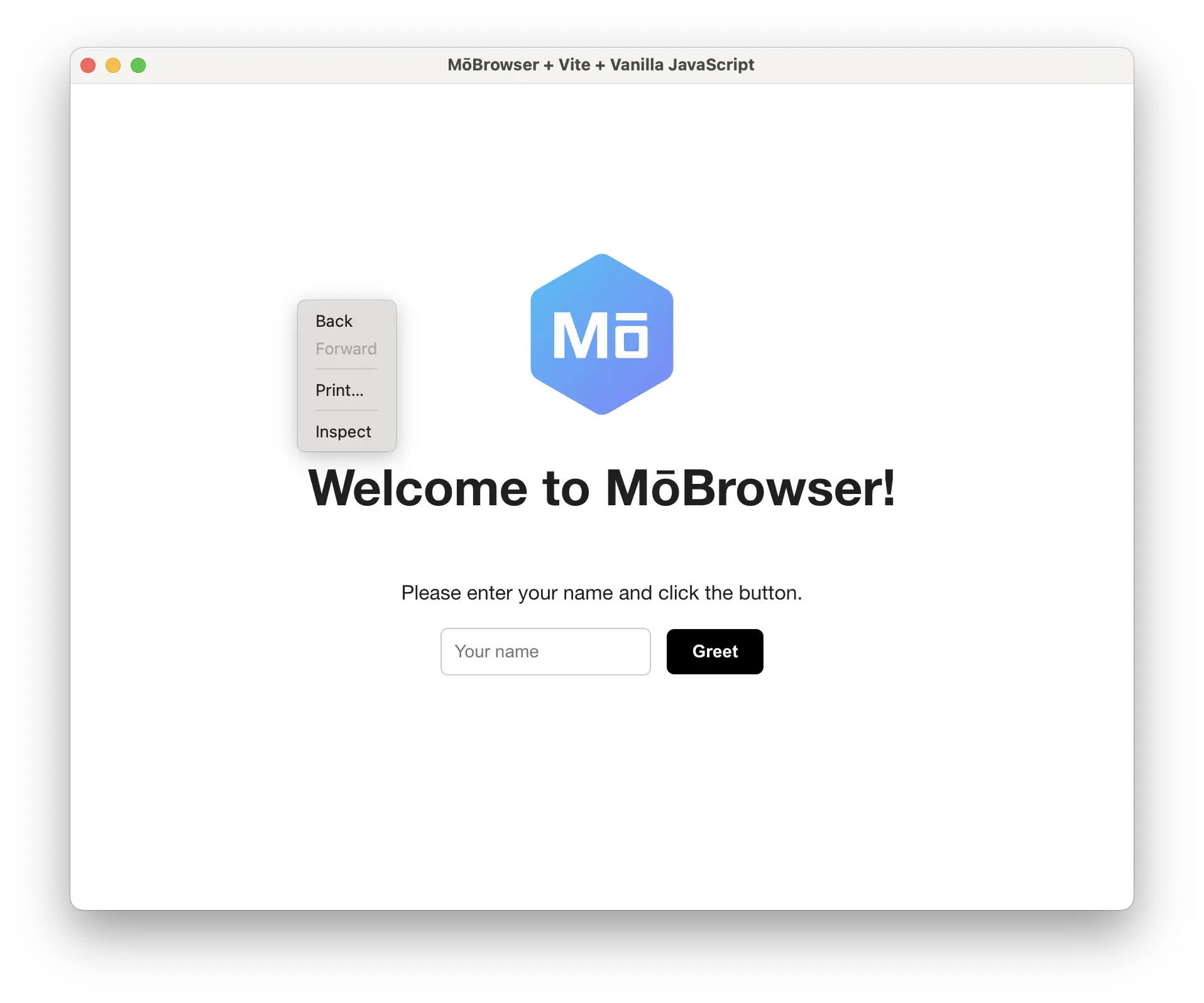 MōBrowser app context menu