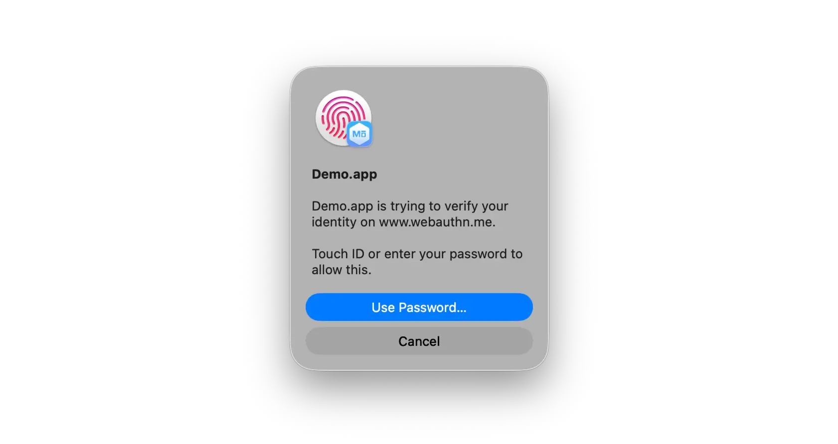 Touch ID dialog