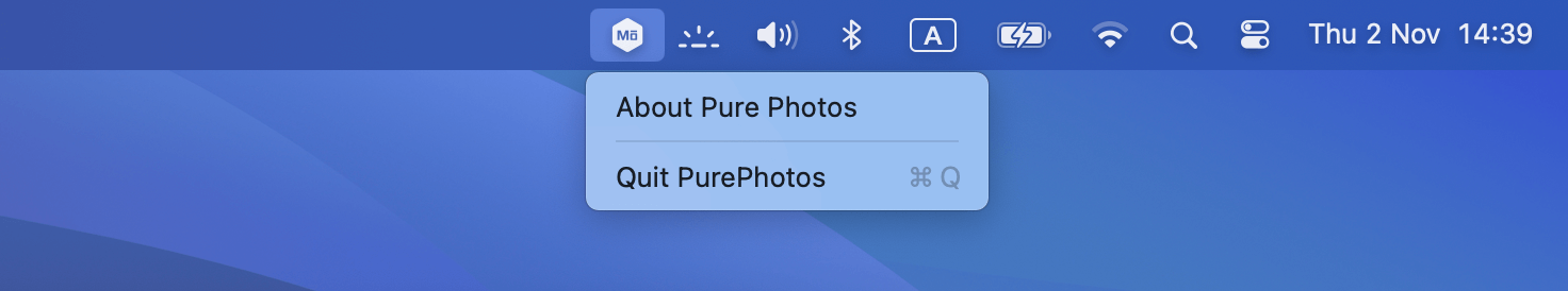 Pure Photos 应用程序托盘